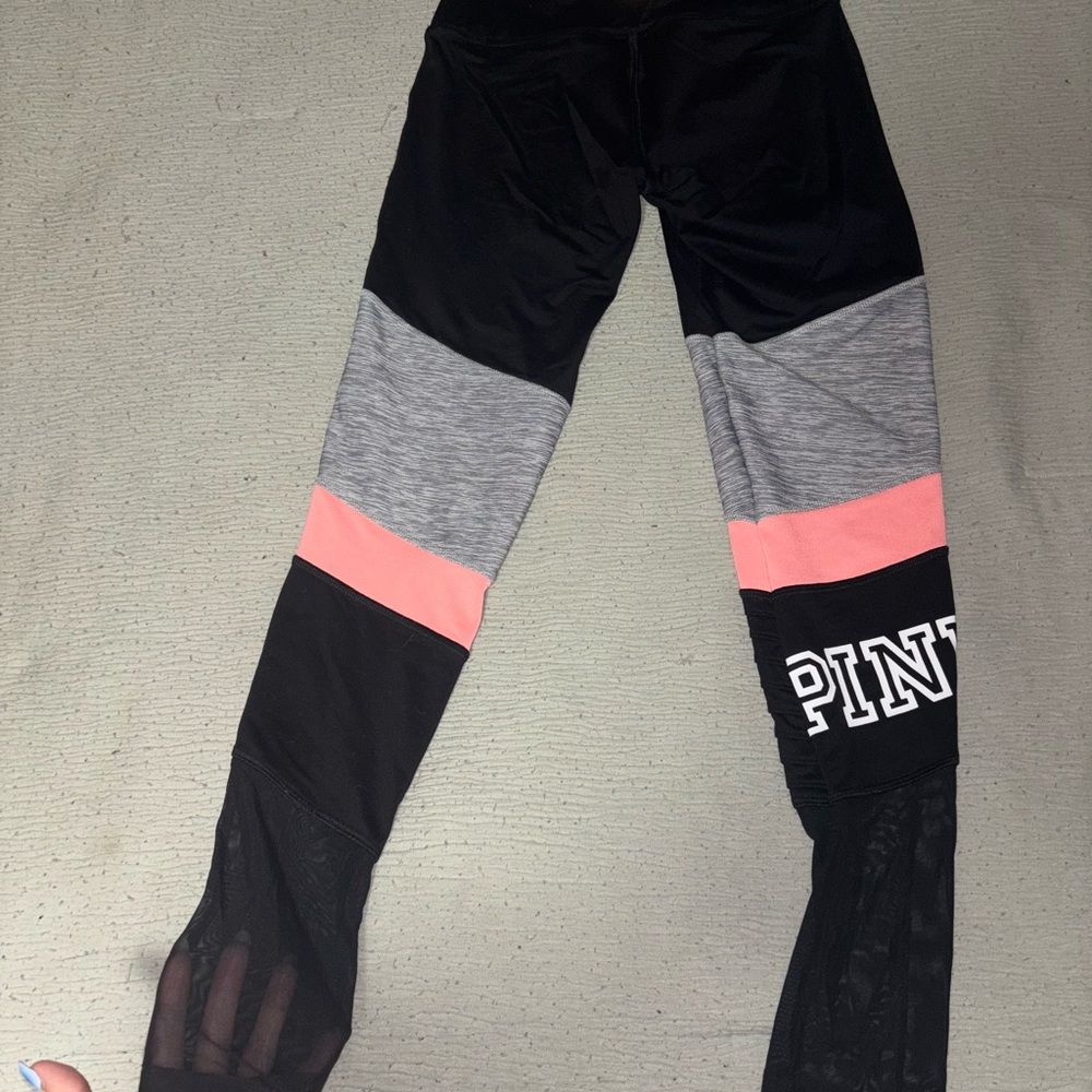 PINK Victoria's Secret Black and Pink Leggings